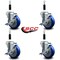 Service Caster 4'' Blue Poly Swivel 7/8'' Expanding Stem Caster Set with Brake, 4PK SCC-EX20S414-PPUB-BLUE-TLB-78-4 - alternate 4